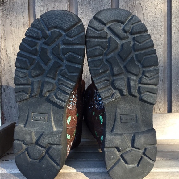 Boots ROPER Colorful Floral Brown Suede Leather Blue Green Embroidered Size 7.5 - Picture 12 of 12